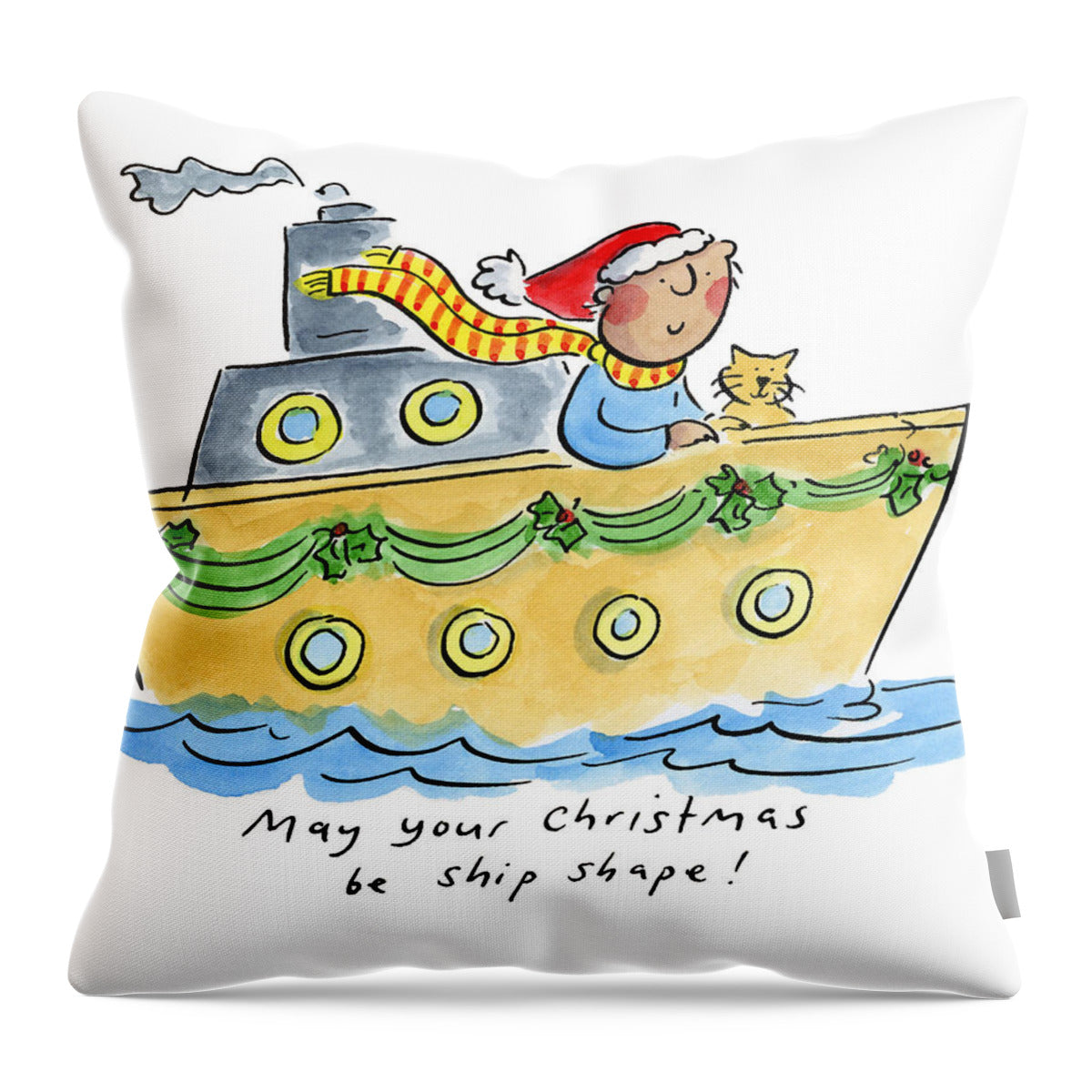 Ship Shape Christmas - Throw Pillow