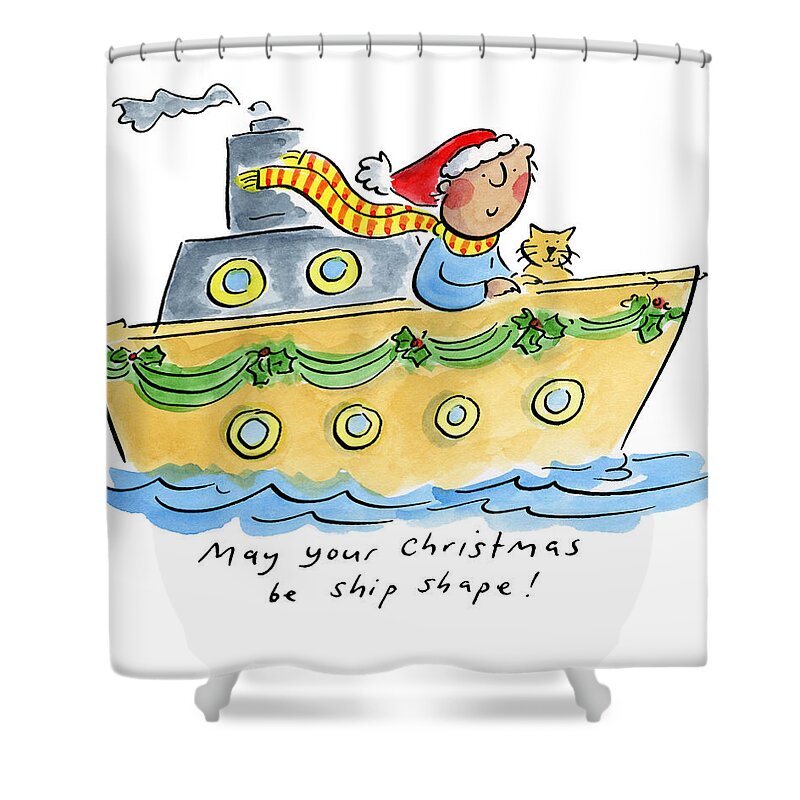 Ship Shape Christmas - Shower Curtain