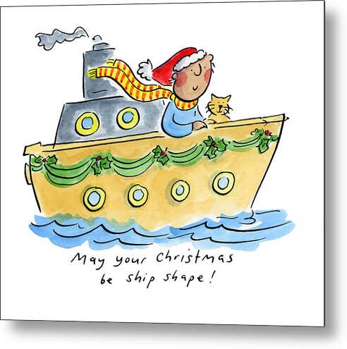 Ship Shape Christmas - Metal Print
