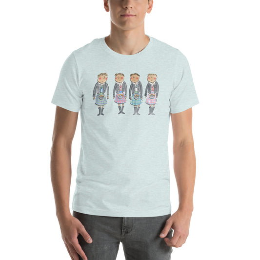 Four Kilts Illustration by Rosie Brooks Unisex t-shirt