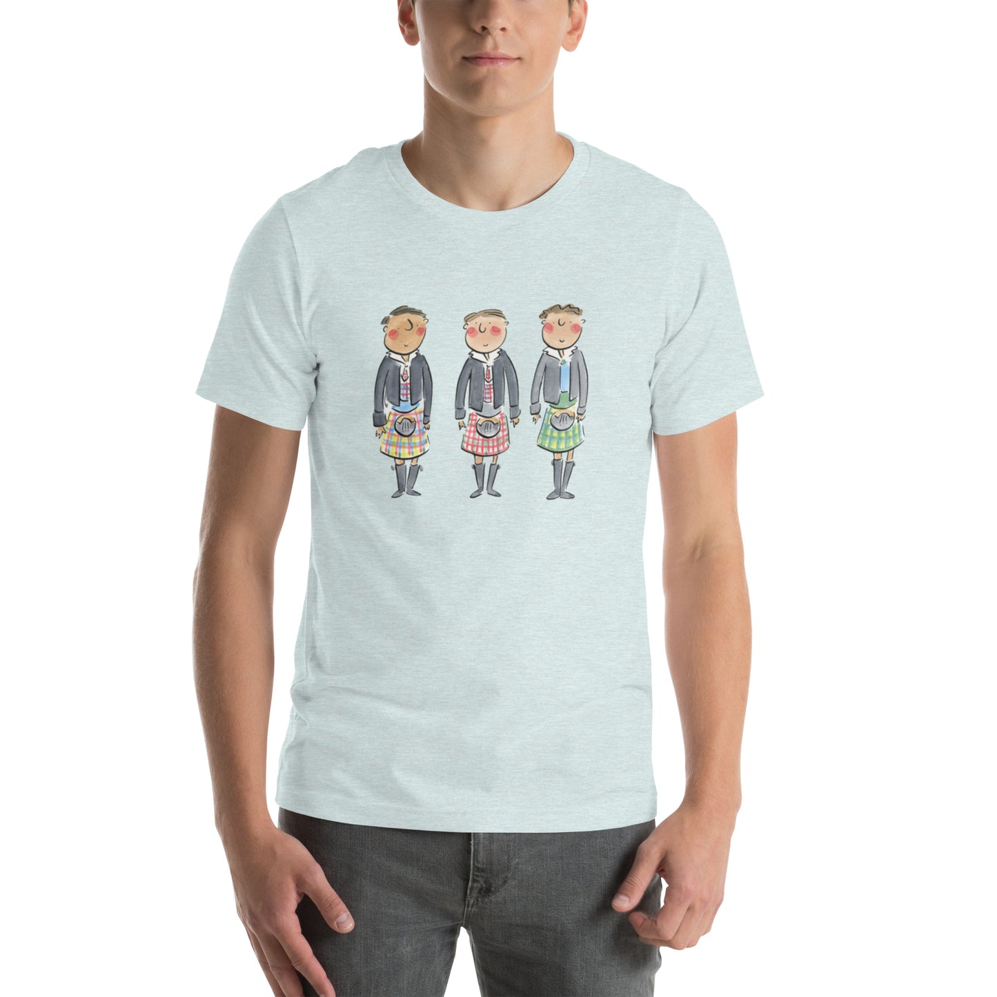 Three Kilts Illustration by Rosie Brooks Unisex t-shirt