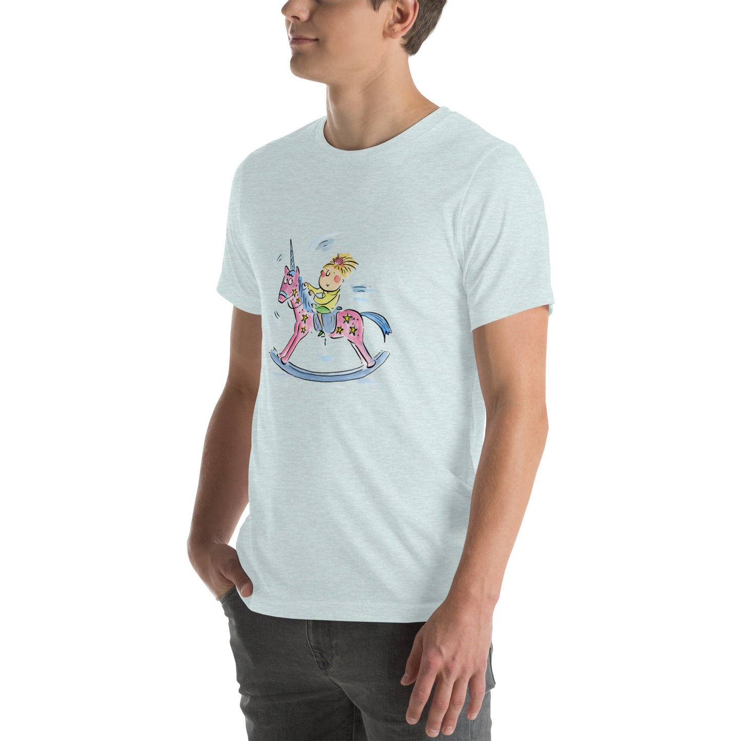 Rocking Unicorn Illustration by Rosie Brooks Unisex t-shirt