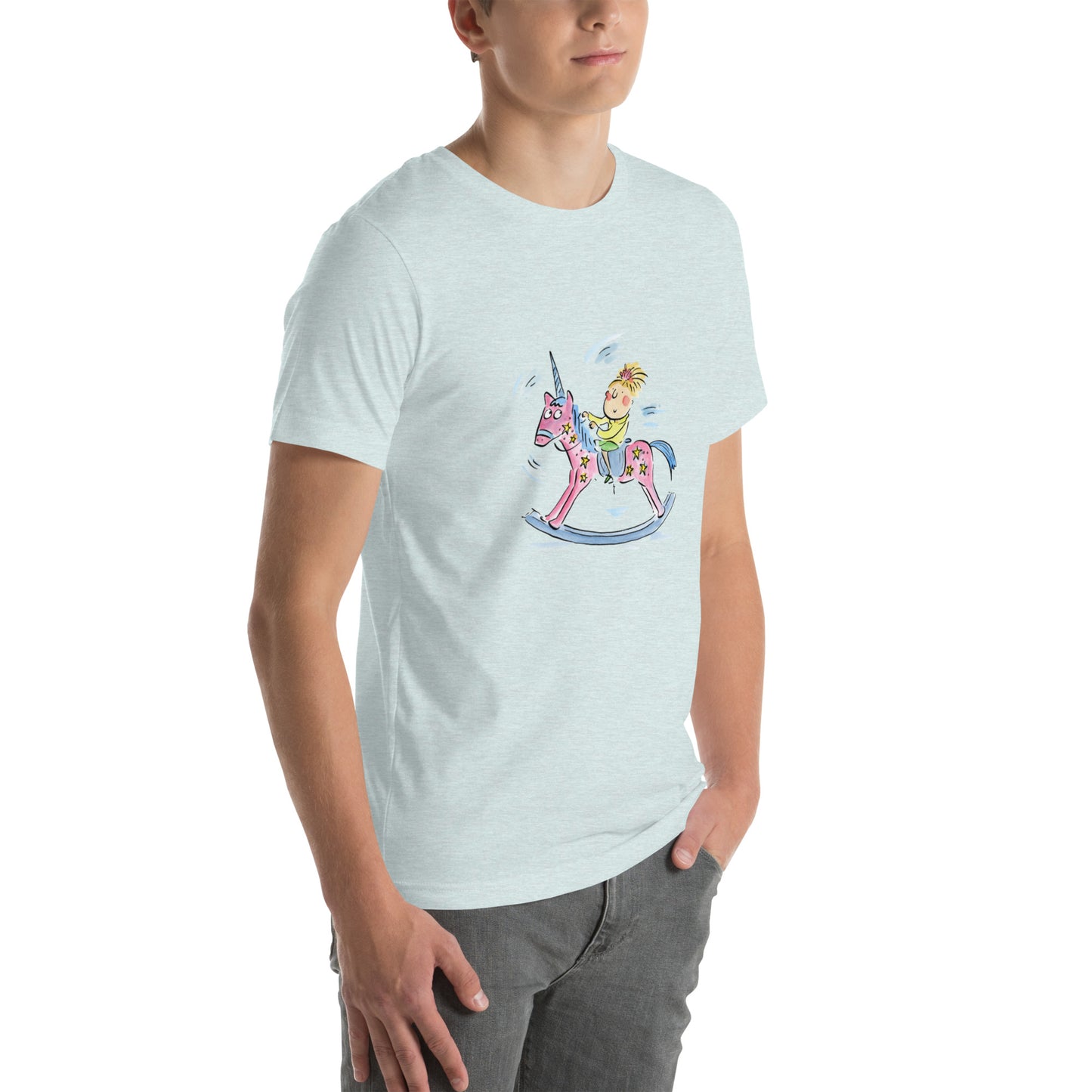 Rocking Unicorn Illustration by Rosie Brooks Unisex t-shirt