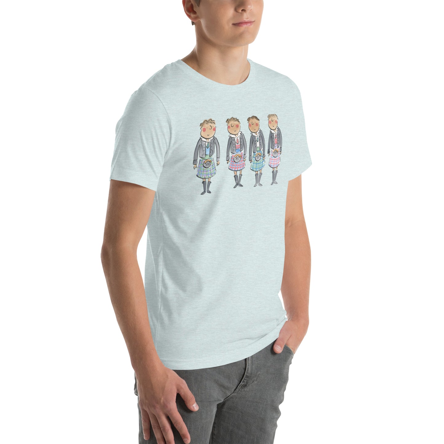 Four Kilts Illustration by Rosie Brooks Unisex t-shirt