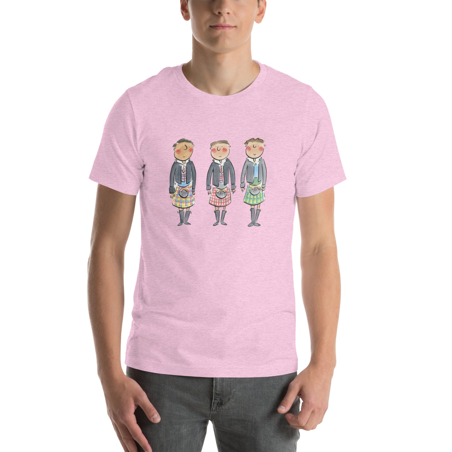 Three Kilts Illustration by Rosie Brooks Unisex t-shirt