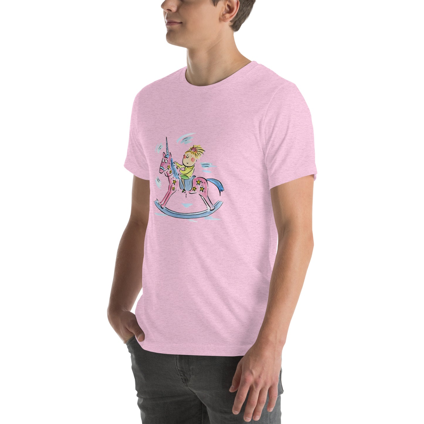 Rocking Unicorn Illustration by Rosie Brooks Unisex t-shirt