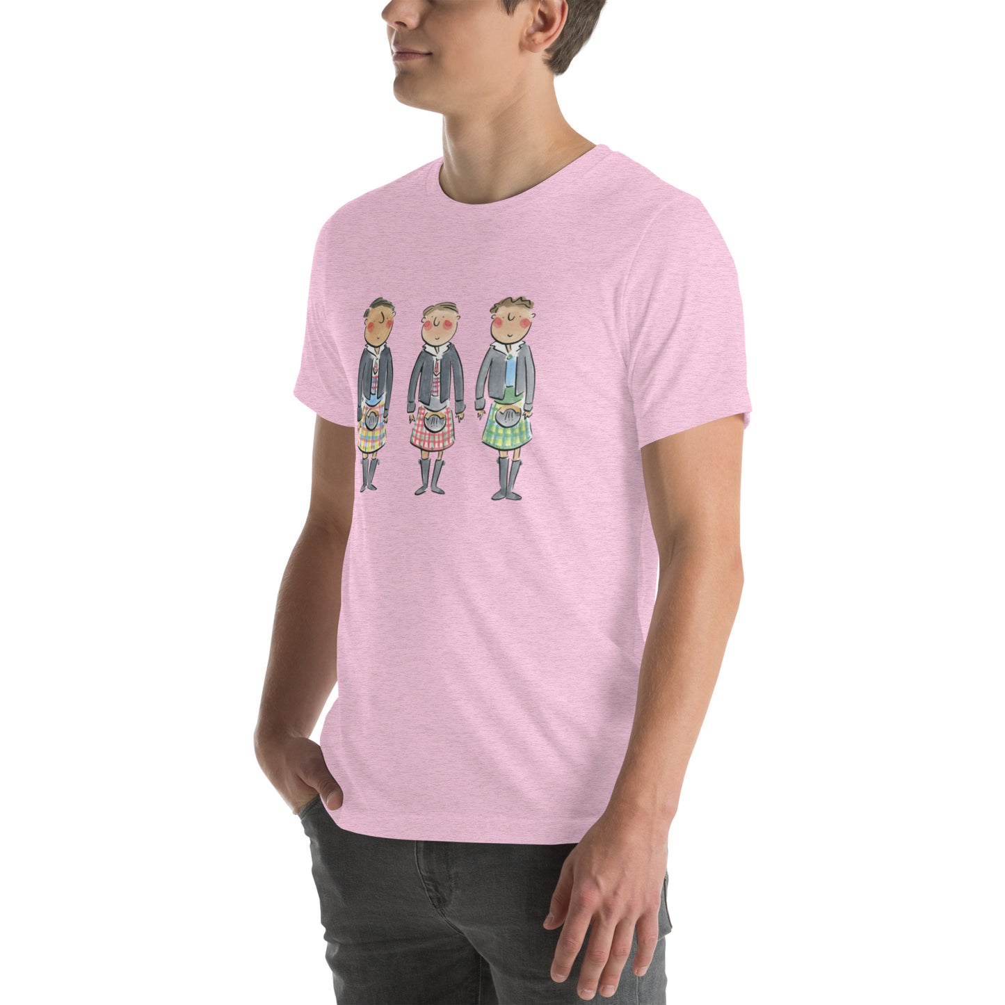 Three Kilts Illustration by Rosie Brooks Unisex t-shirt