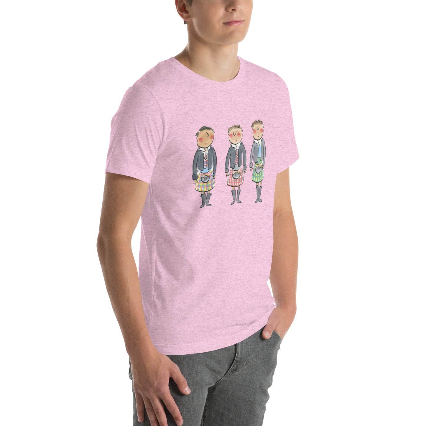 Three Kilts Illustration by Rosie Brooks Unisex t-shirt