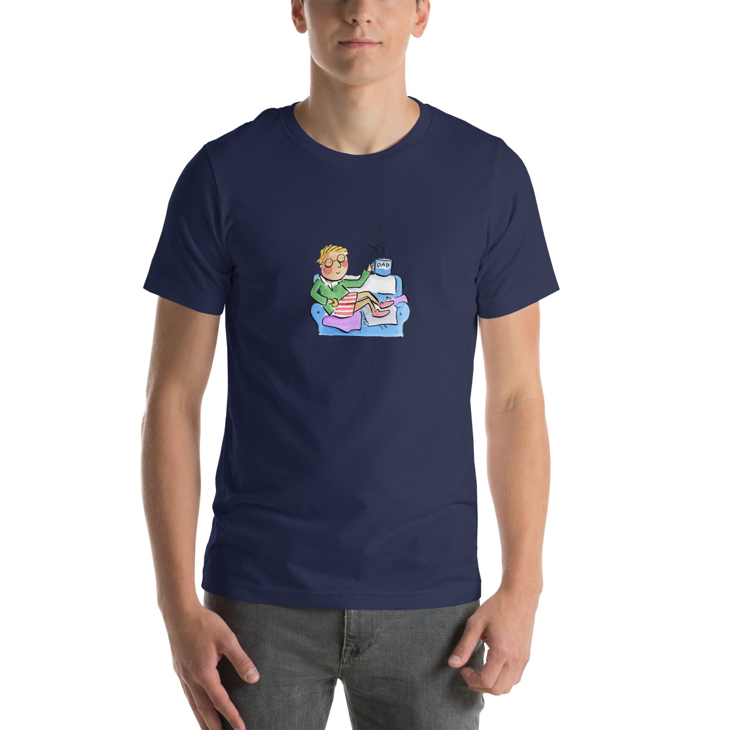 Dad on a sofa Illustration by Rosie Brooks Unisex t-shirt