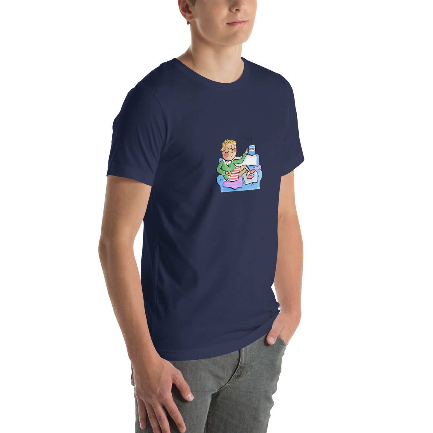 Dad on a sofa Illustration by Rosie Brooks Unisex t-shirt