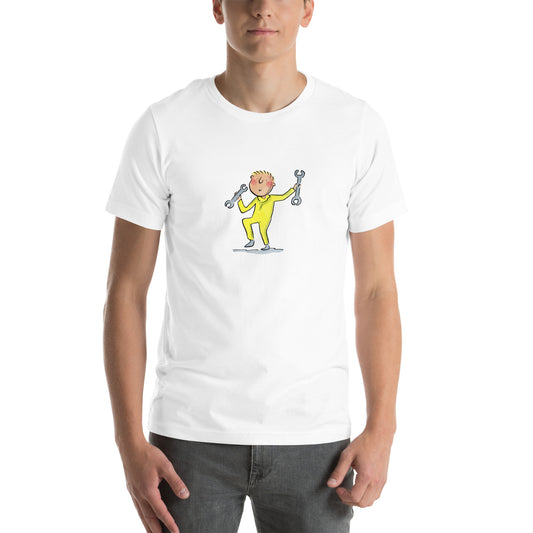 Yellow overalls Illustration by Rosie BrooksUnisex t-shirt