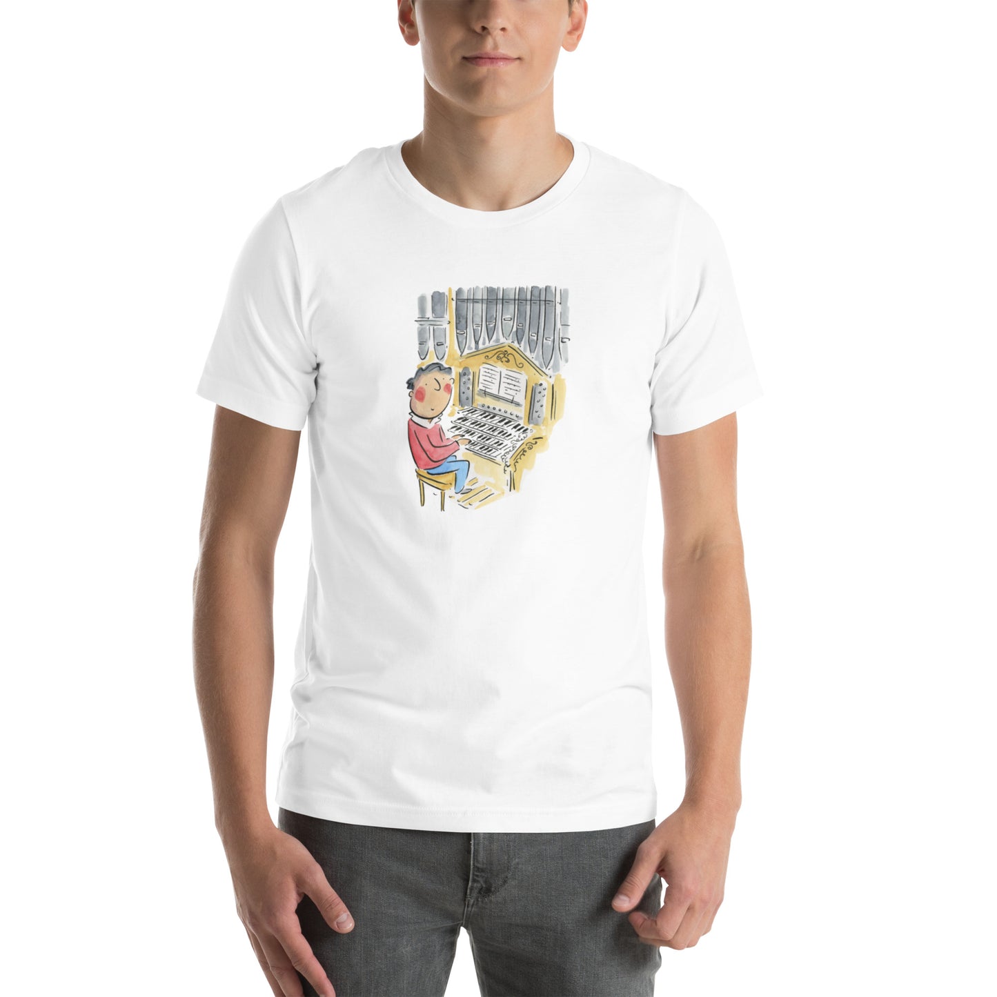 Organ Player Illustration by Rosie Brooks Unisex t-shirt