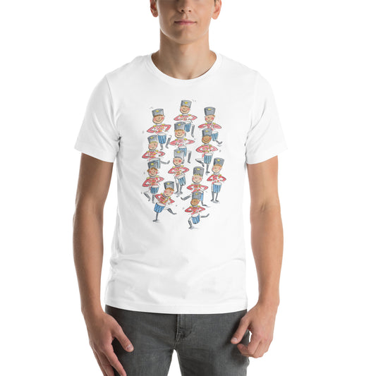 Twelve Drummers Drumming Illustration by Rosie Brooks Unisex t-shirt