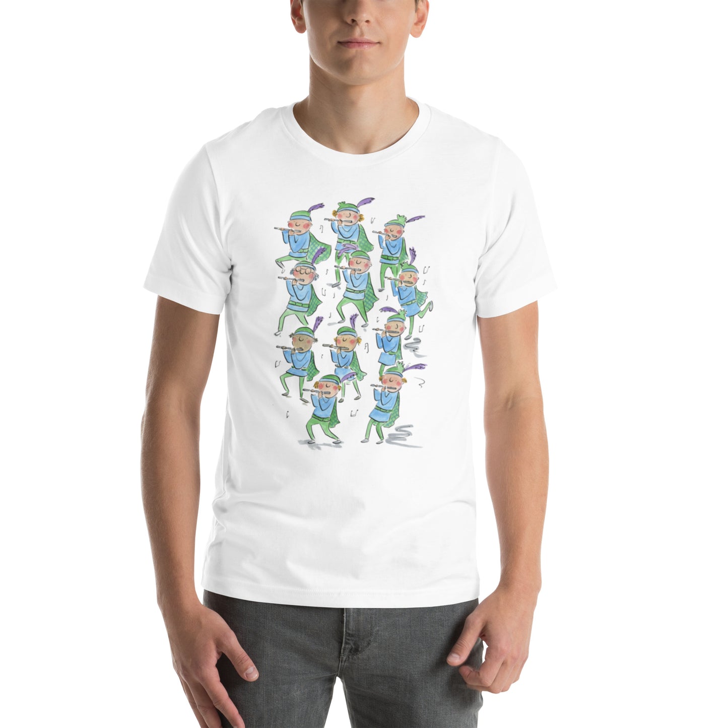 Eleven Pipers Piping Illustration by Rosie Brooks Unisex t-shirt