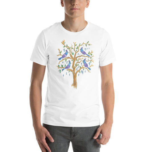 Four Calling Birds Illustration by Rosie Brooks Unisex t-shirt