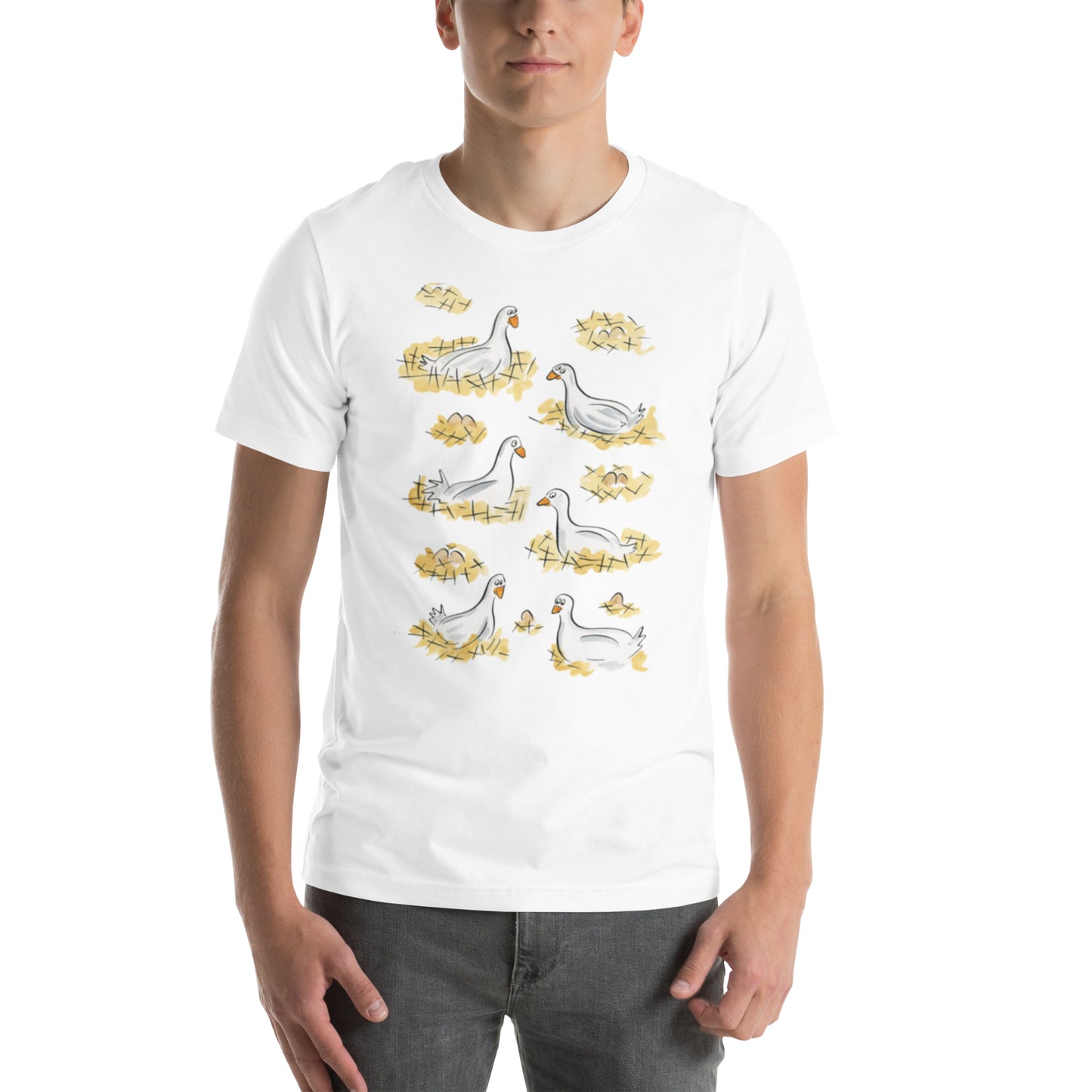 Six Geese a Laying Illustration by Rosie Brooks Unisex t-shirt