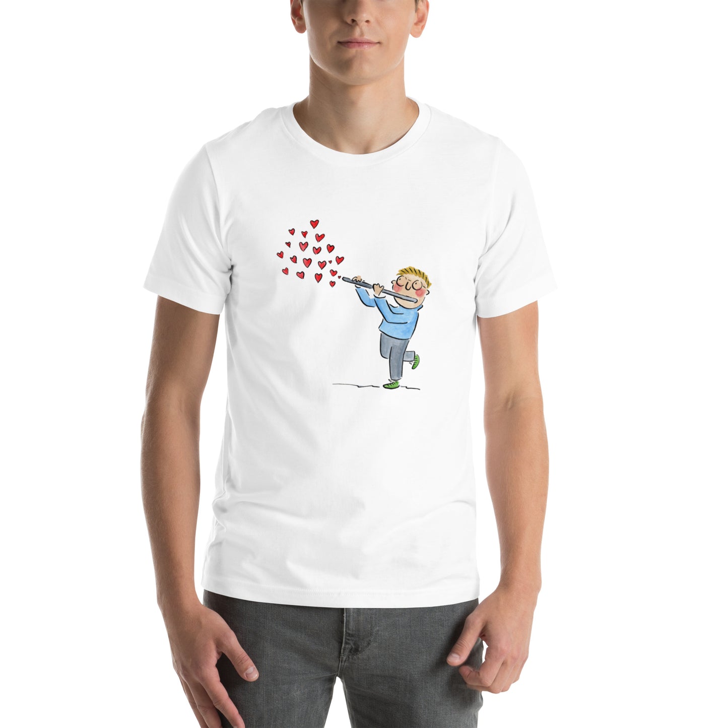 Flute Hearts Illustration by Rosie Brooks Unisex t-shirt