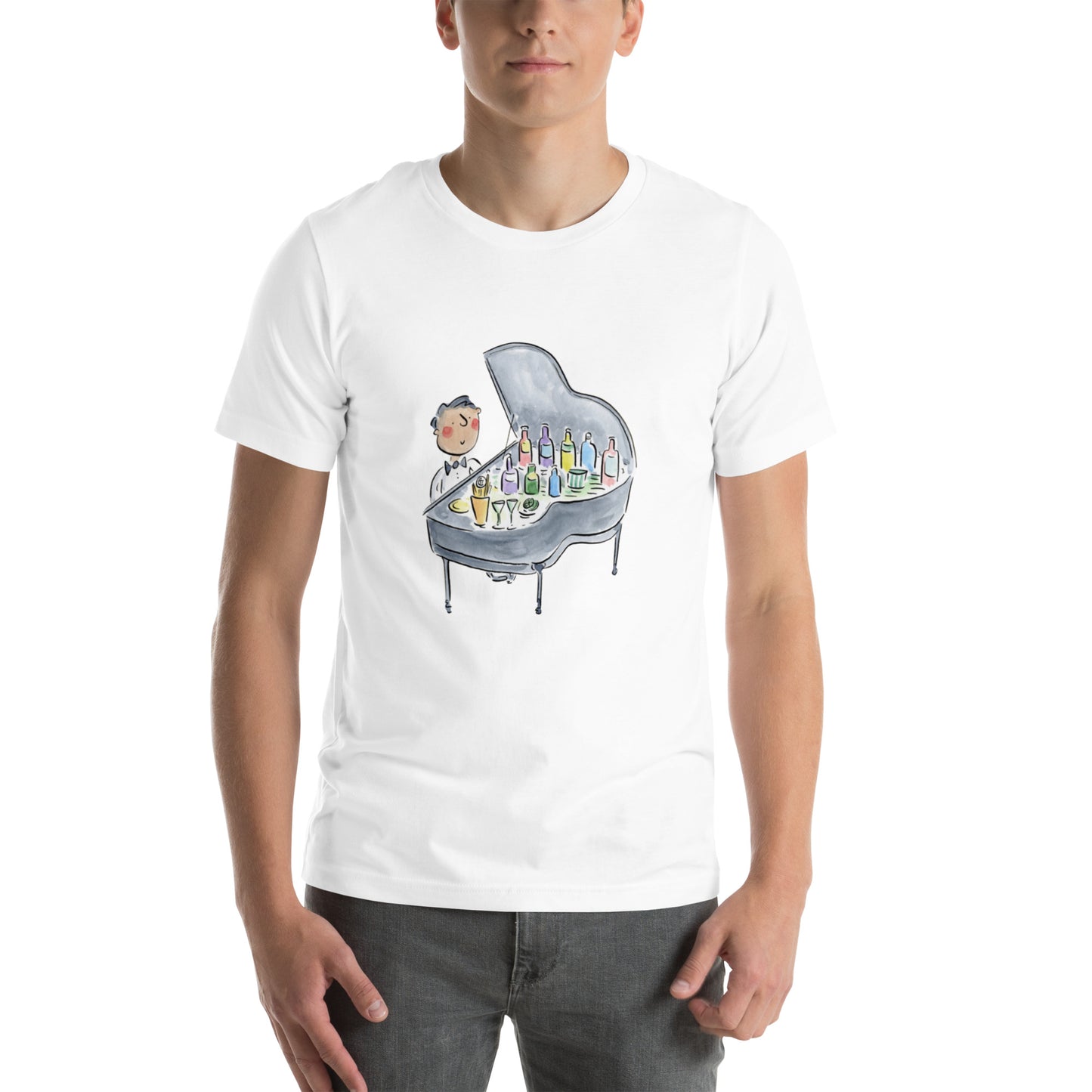 Cocktail Pianist Illustration by Rosie Brooks Unisex t-shirt