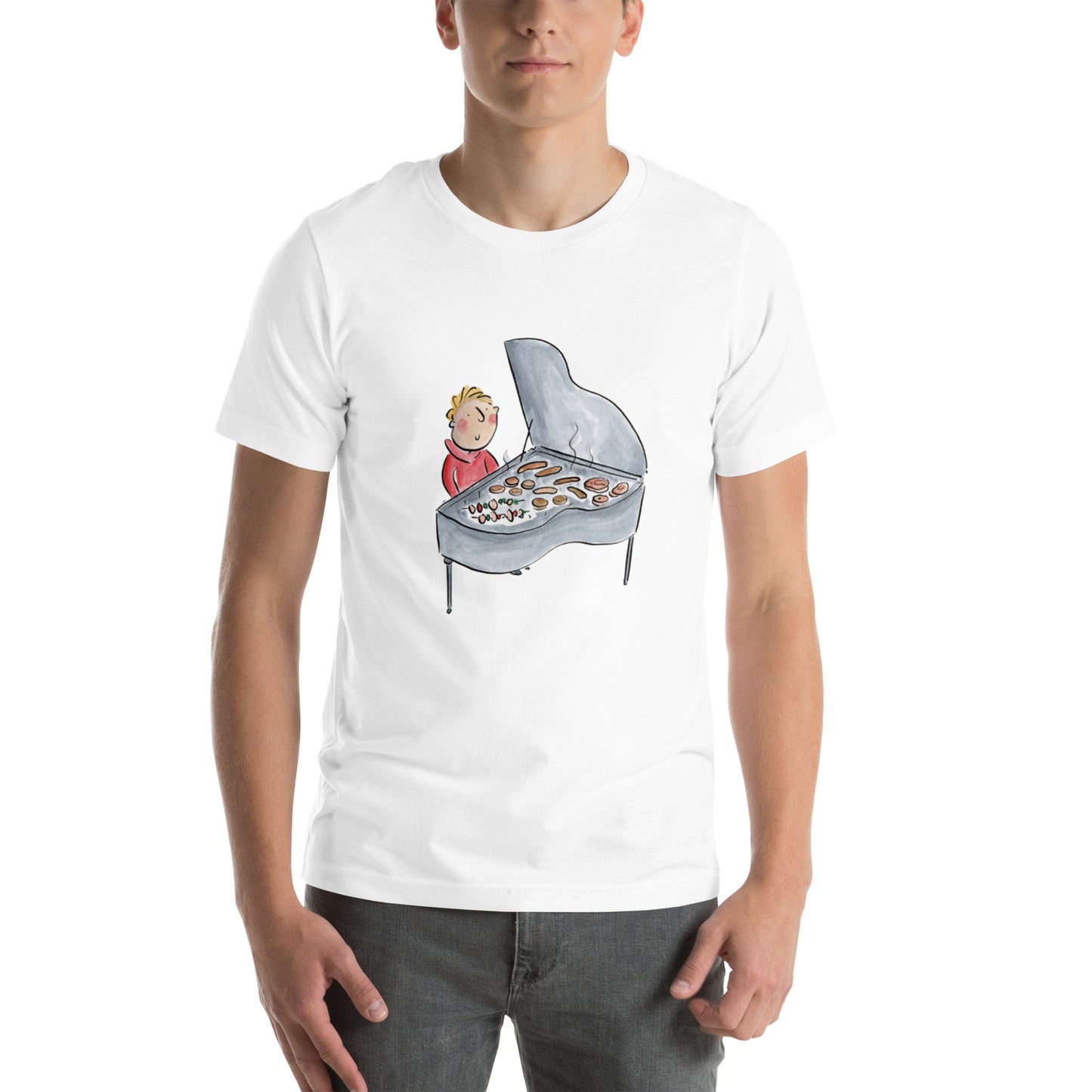 Barbecue Piano Illustration by Rosie Brooks Unisex t-shirt