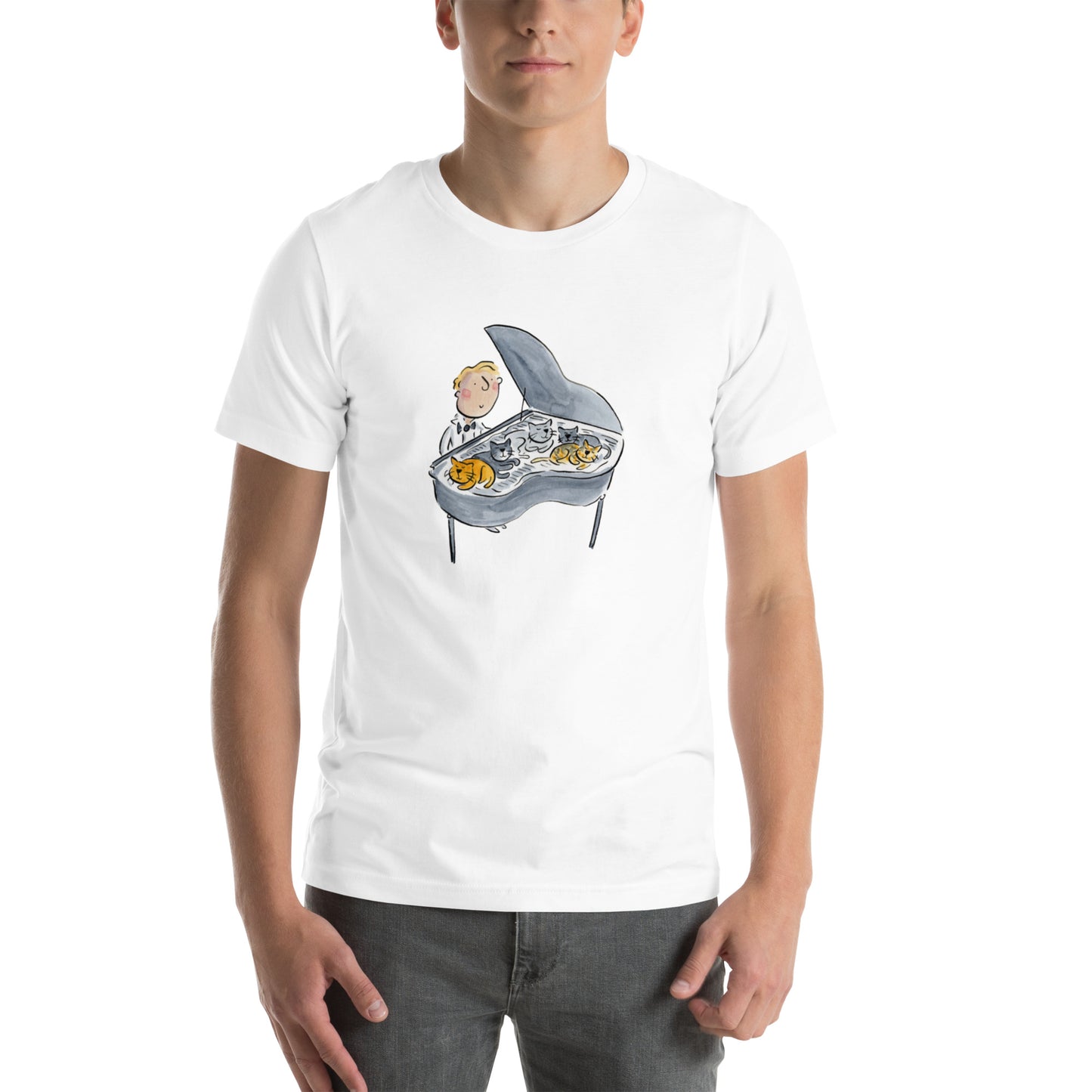 Piano Cats Illustration by Rosie Brooks Unisex t-shirt