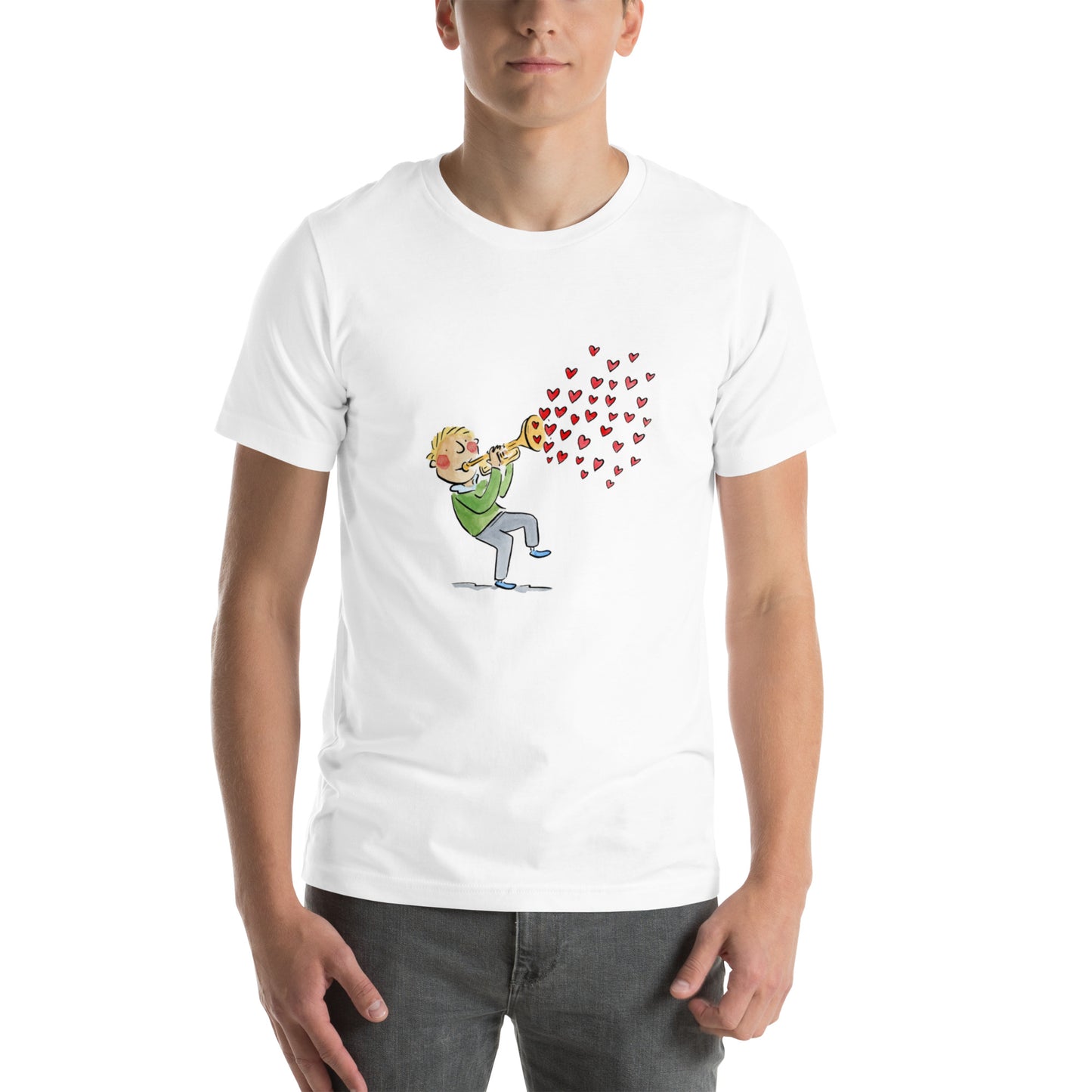 Trumpet Hearts Illustration by Rosie Brooks Unisex t-shirt