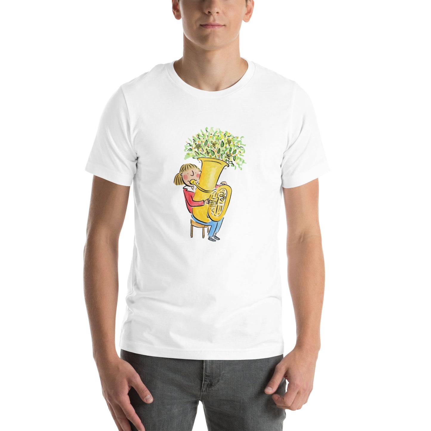 Tuba Flowers Illustration by Rosie Brooks Unisex t-shirt