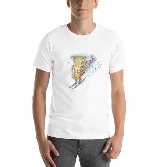 Tuba Skier Illustration by Rosie Brooks Unisex t-shirt