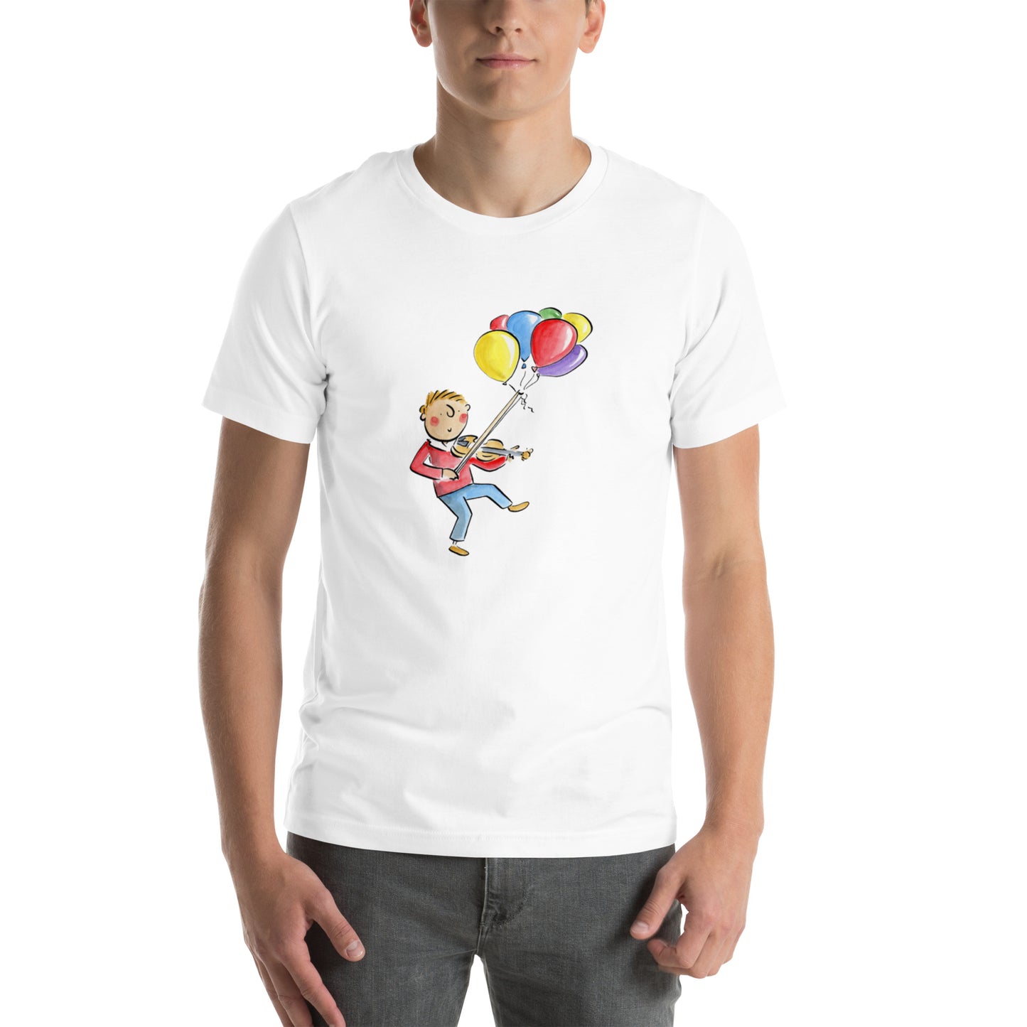 Violin Balloons Illustration by Rosie Brooks Unisex t-shirt