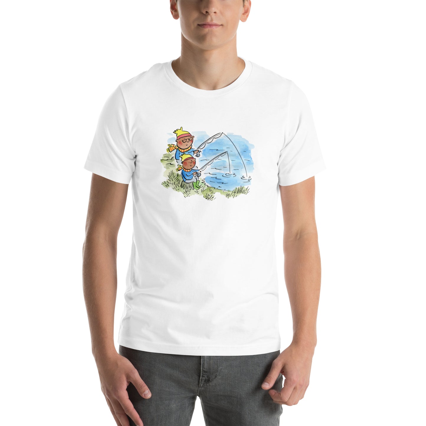 Fishing Illustration by Rosie Brooks Unisex t-shirt