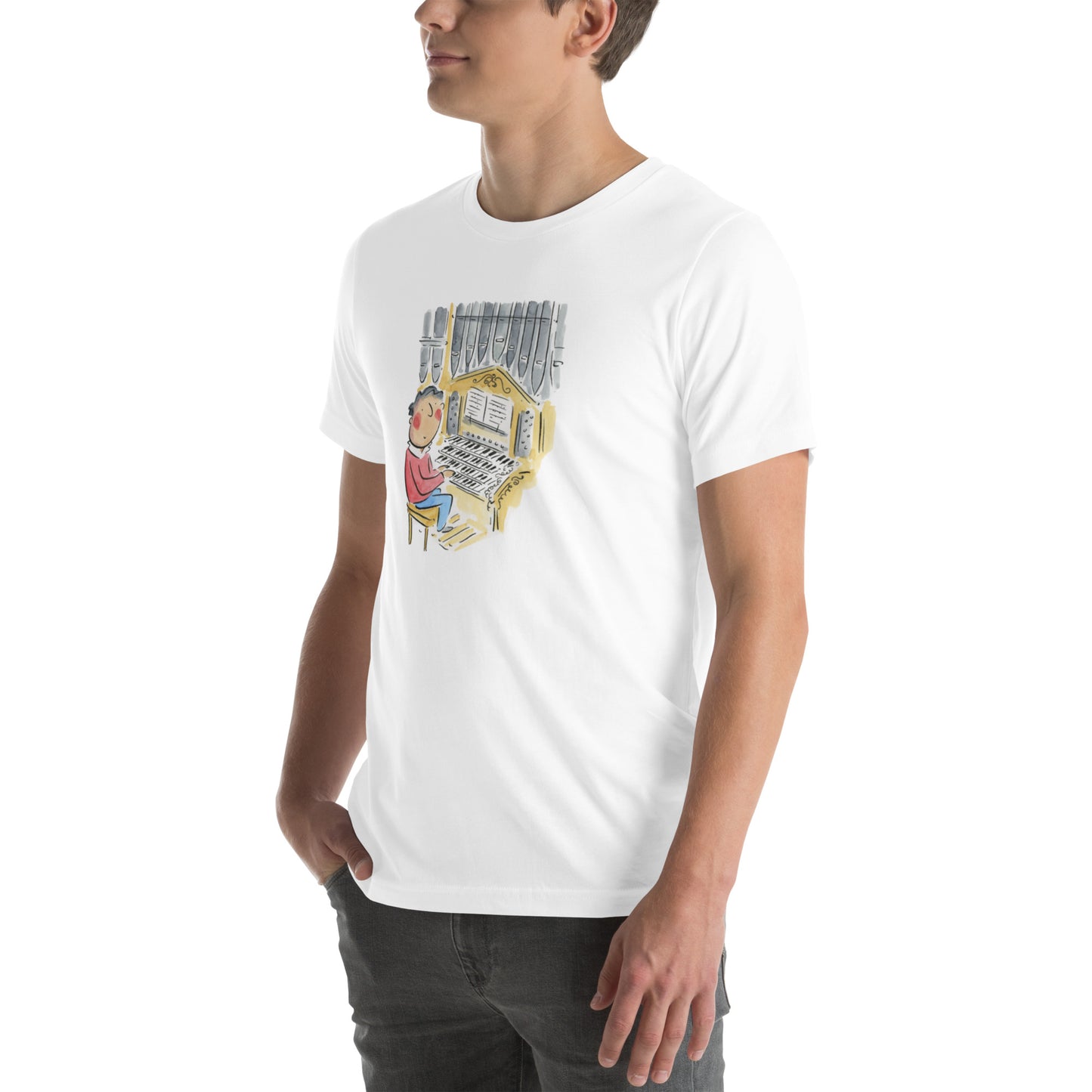 Organ Player Illustration by Rosie Brooks Unisex t-shirt