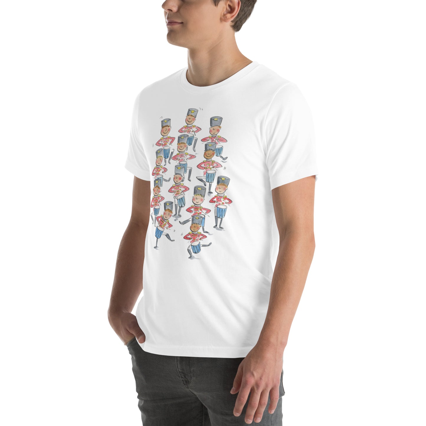 Twelve Drummers Drumming Illustration by Rosie Brooks Unisex t-shirt