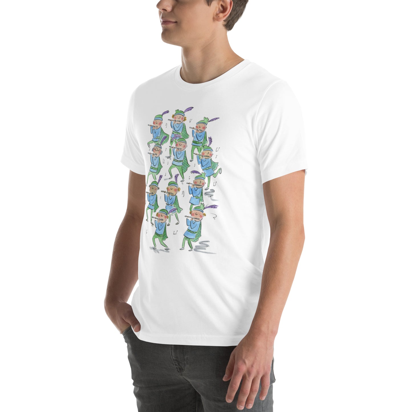 Eleven Pipers Piping Illustration by Rosie Brooks Unisex t-shirt