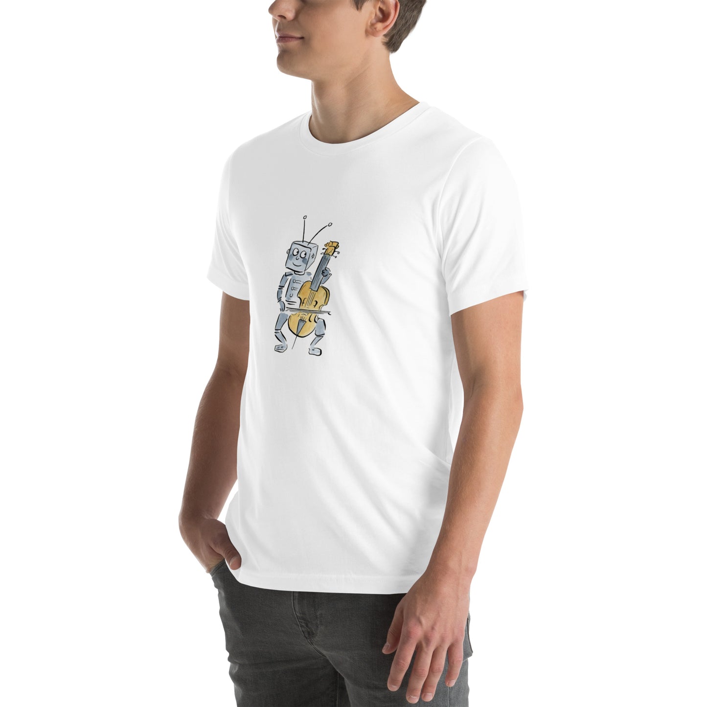 Robot Cello Illustration by Rosie Brooks Unisex t-shirt