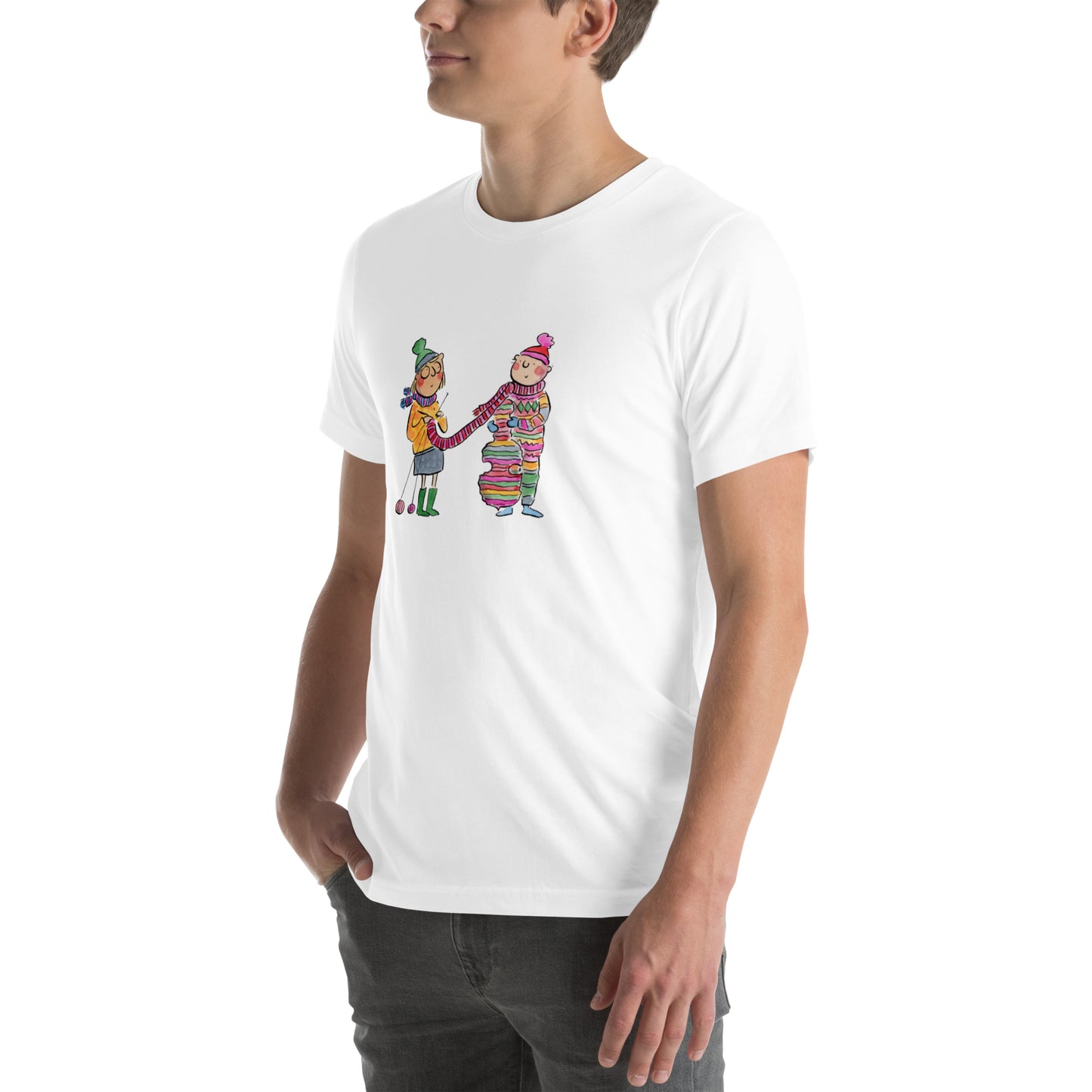 Knitted Cello Illustration by Rosie Brooks Unisex t-shirt