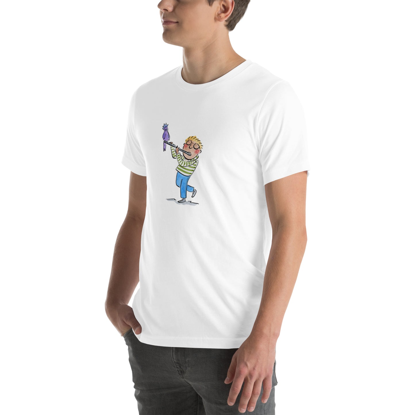 Flute and Bird Unisex t-shirt