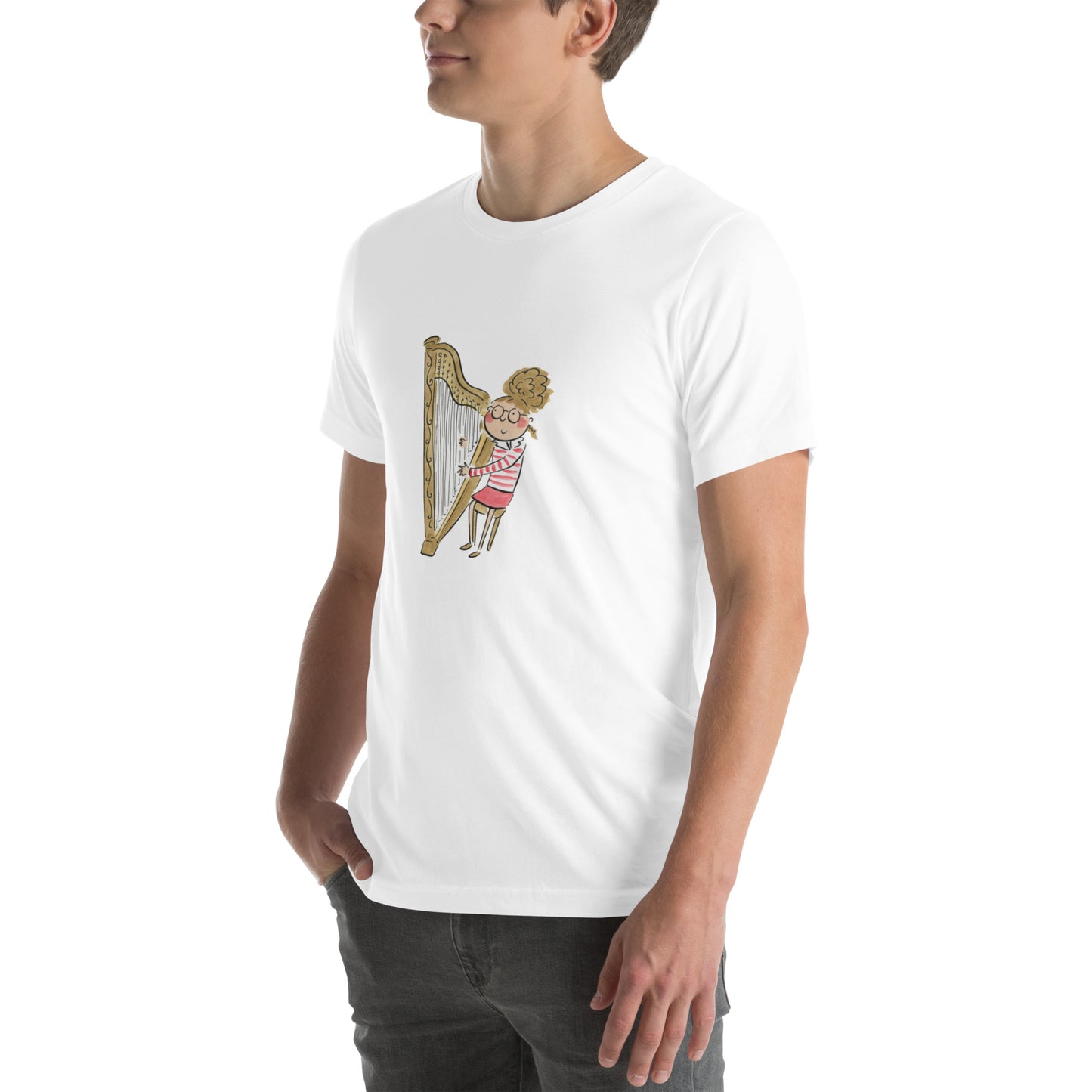 Harpist Illustration by Rosie Brooks Unisex t-shirt