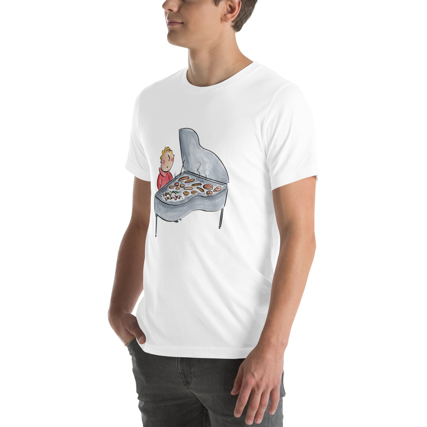 Barbecue Piano Illustration by Rosie Brooks Unisex t-shirt