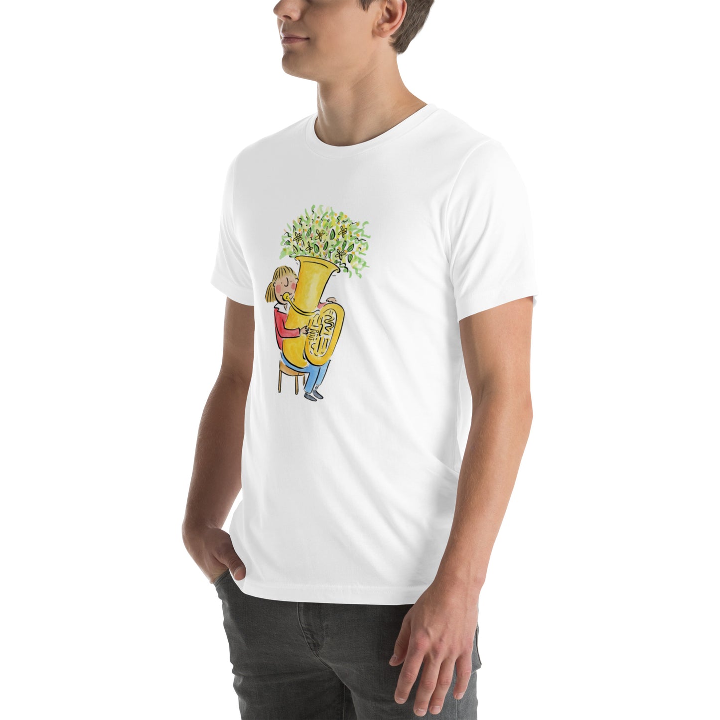 Tuba Flowers Illustration by Rosie Brooks Unisex t-shirt