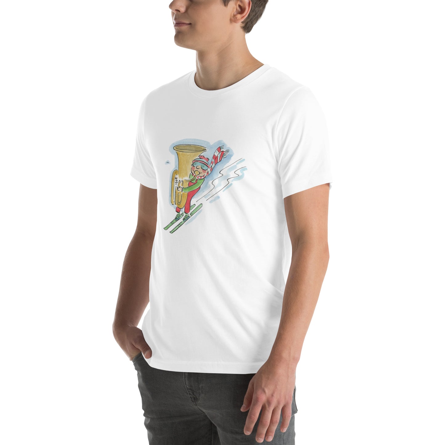 Tuba Skier Illustration by Rosie Brooks Unisex t-shirt