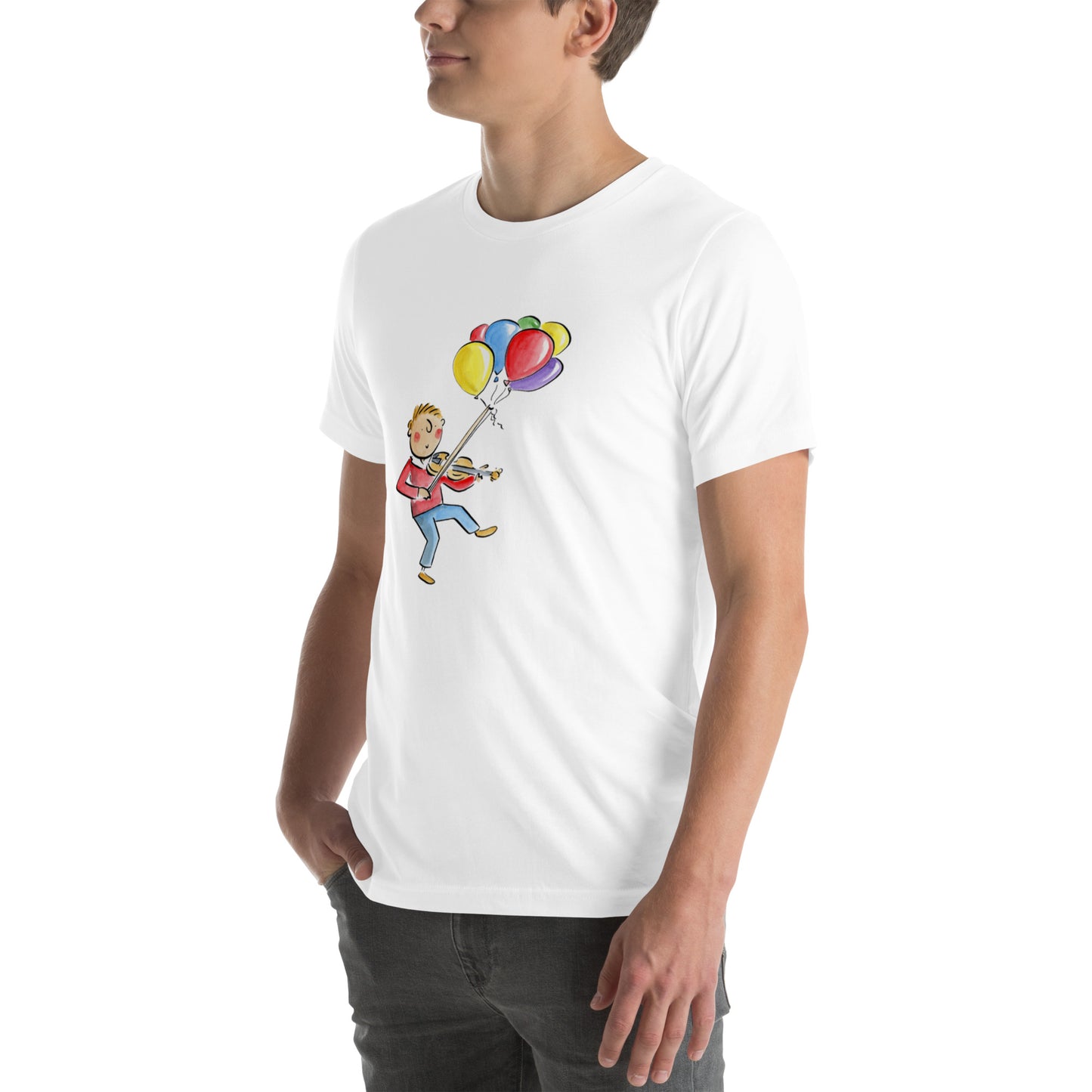 Violin Balloons Illustration by Rosie Brooks Unisex t-shirt