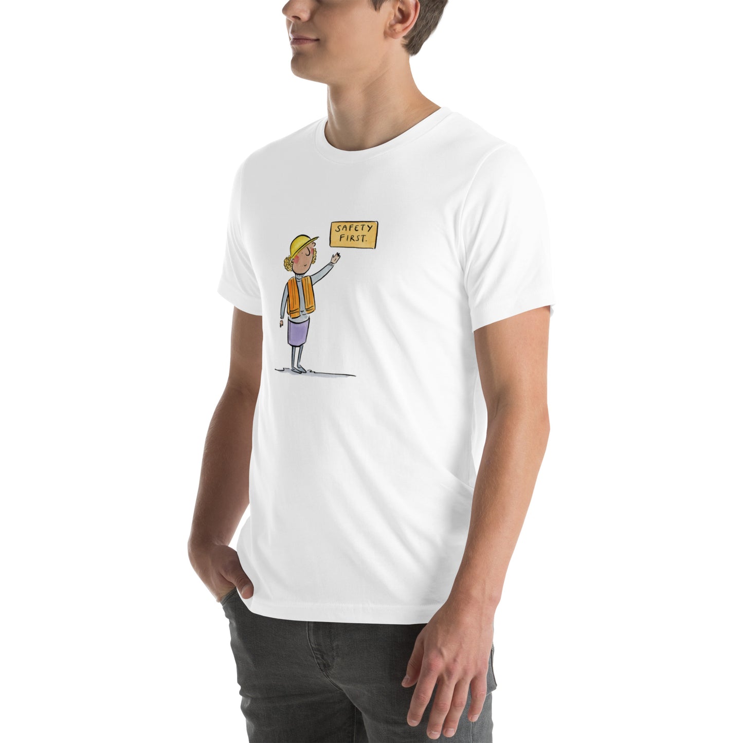 Safety First Illustration by Rosie Brooks Unisex t-shirt