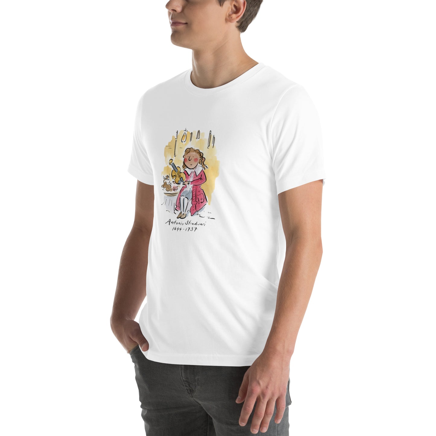 Antonio Stradivari Illustration by Rosie Brooks Unisex t-shirt