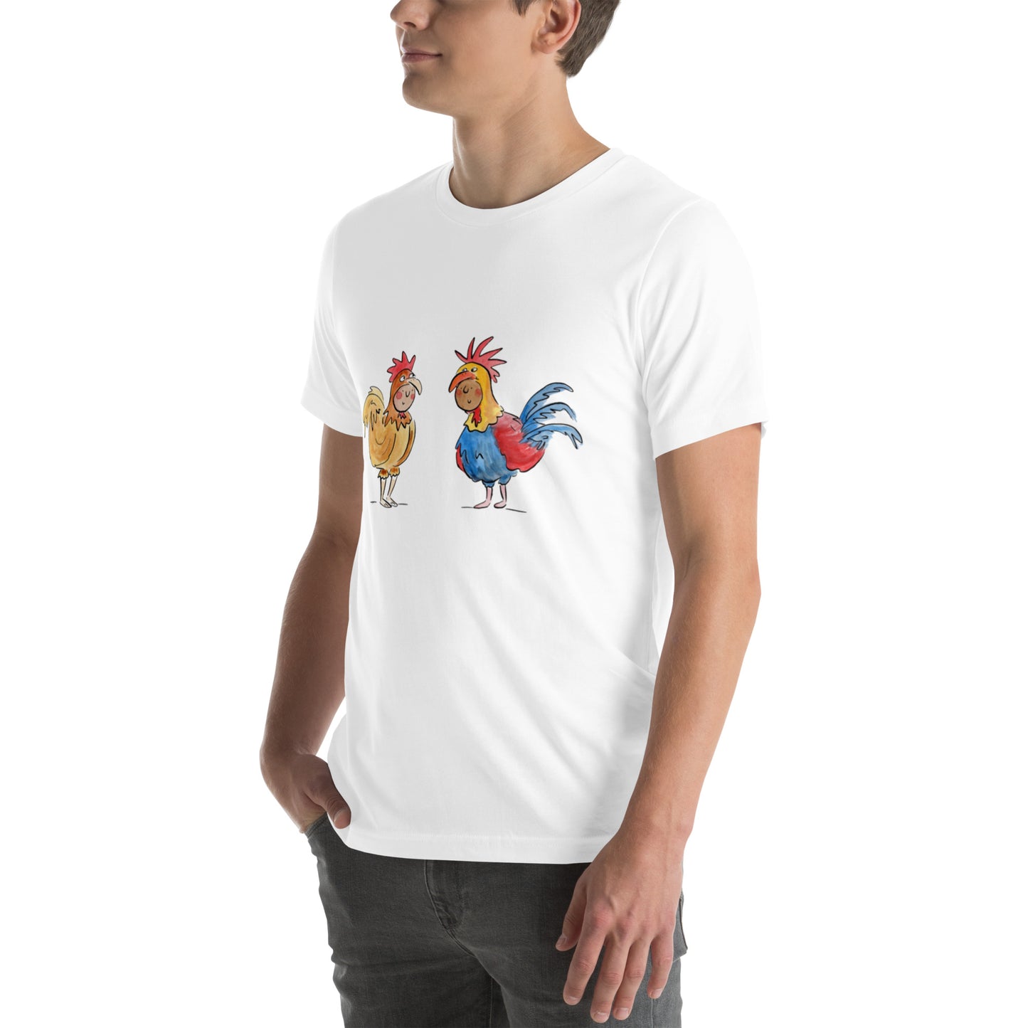 Hen and Rooster Illustration by Rosie Brooks Unisex t-shirt