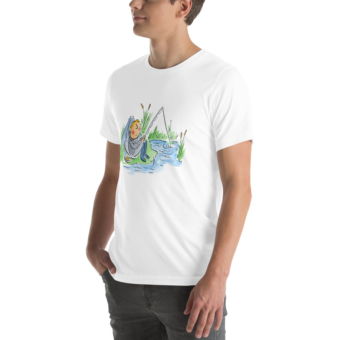 Fishing Illustration by Rosie Brooks Unisex t-shirt