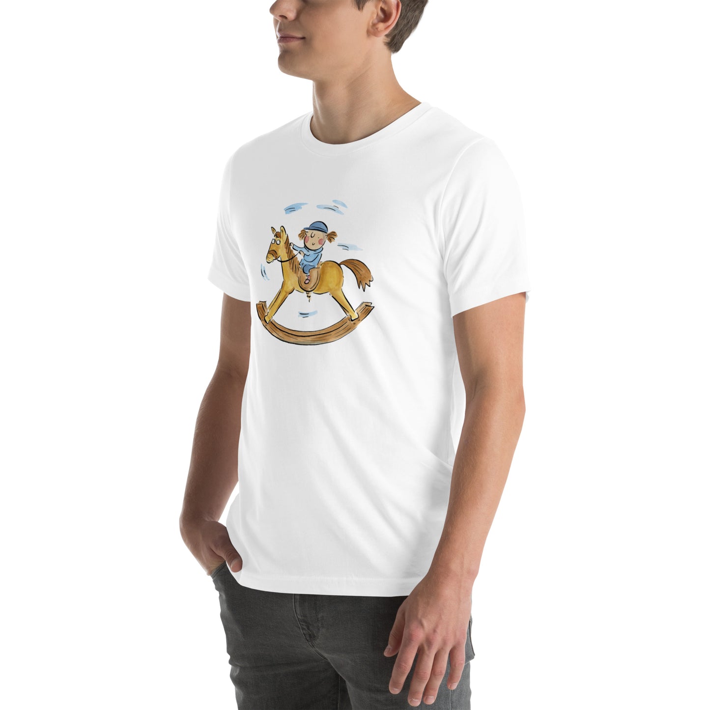 Rocking Horse Illustration by Rosie Brooks Unisex t-shirt