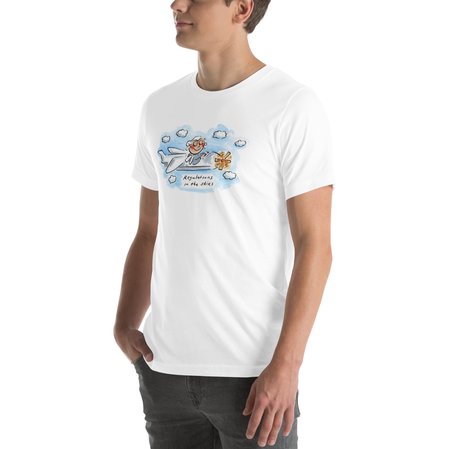 Regulation in the skies Illustration by Rosie Brooks Unisex t-shirt