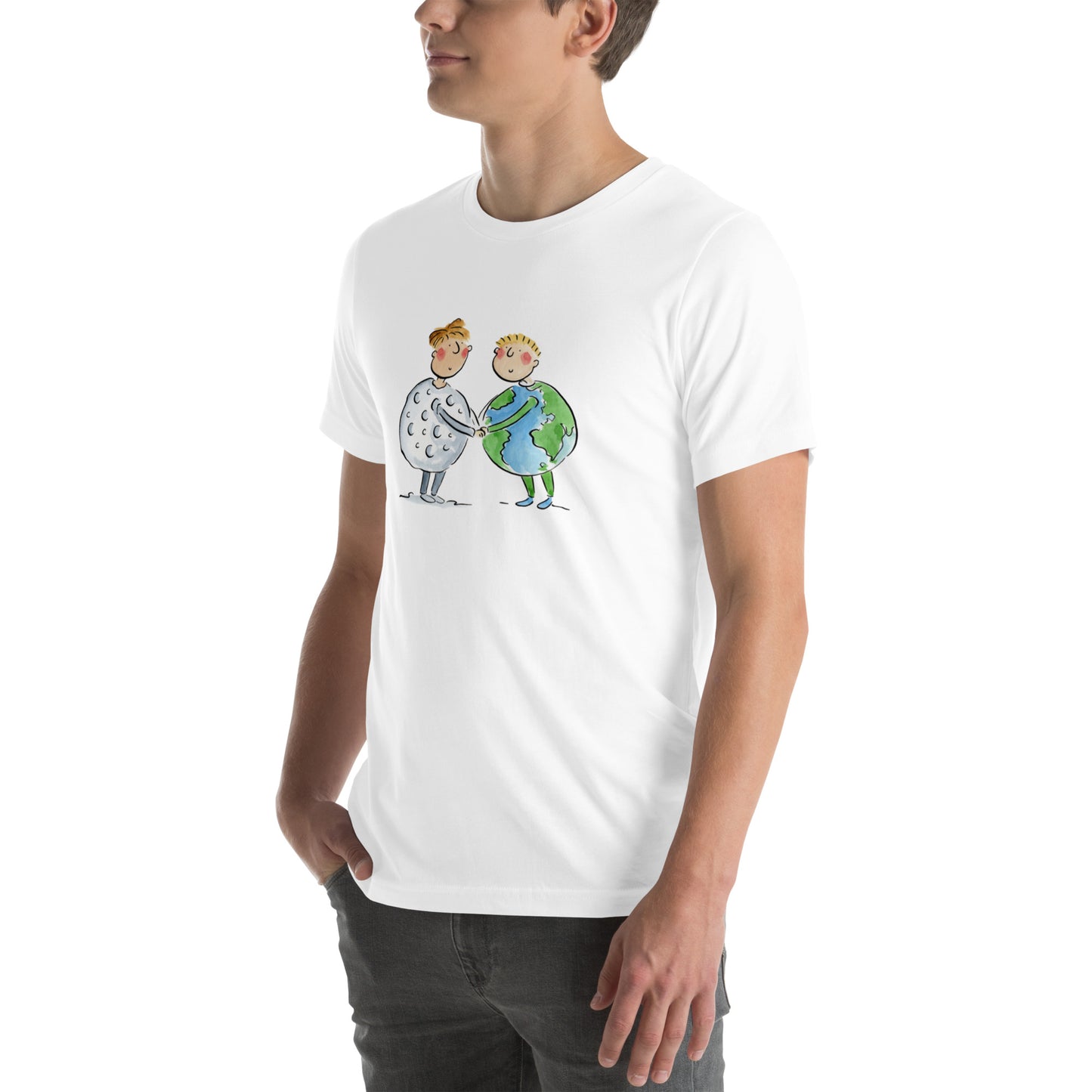 Moon and Earth  Illustration by Rosie Brooks Unisex t-shirt