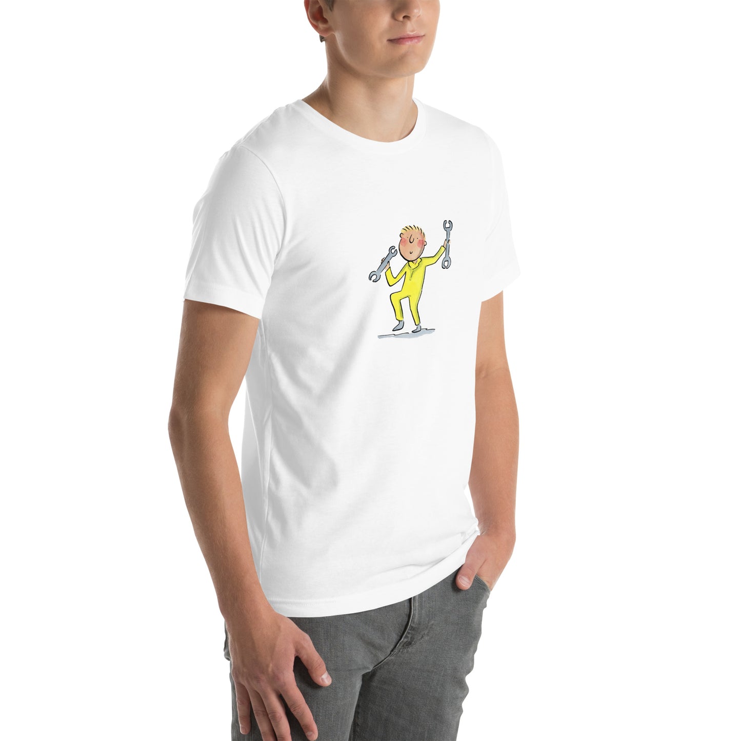 Yellow overalls Illustration by Rosie BrooksUnisex t-shirt