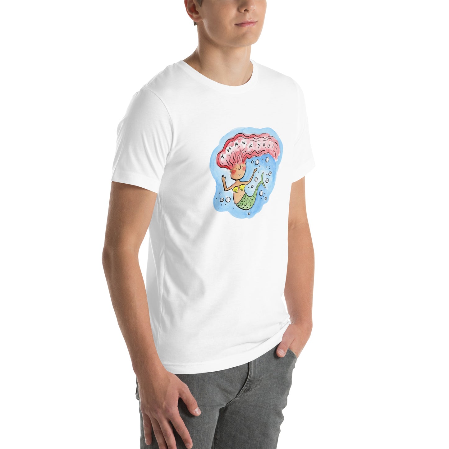 Thank you Mermaid Illustration by Rosie Brooks Unisex t-shirt