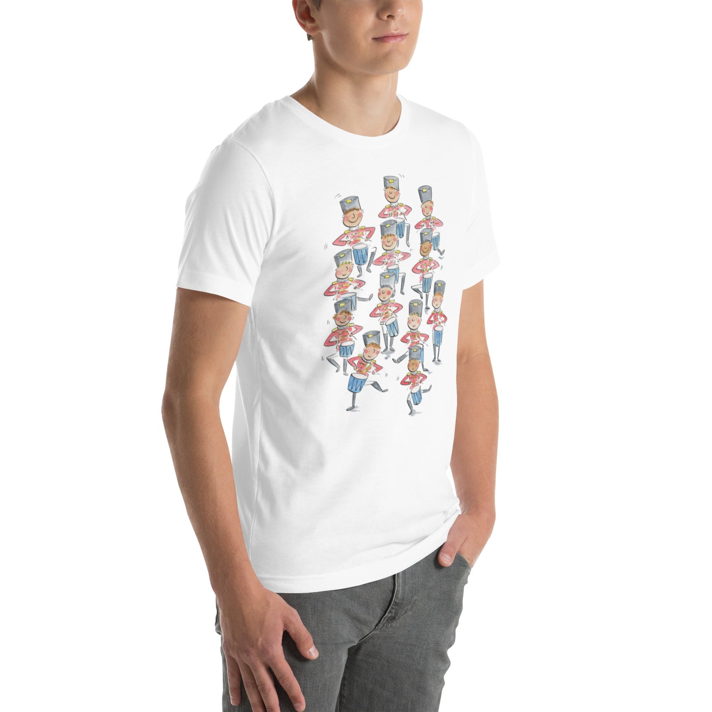 Twelve Drummers Drumming Illustration by Rosie Brooks Unisex t-shirt